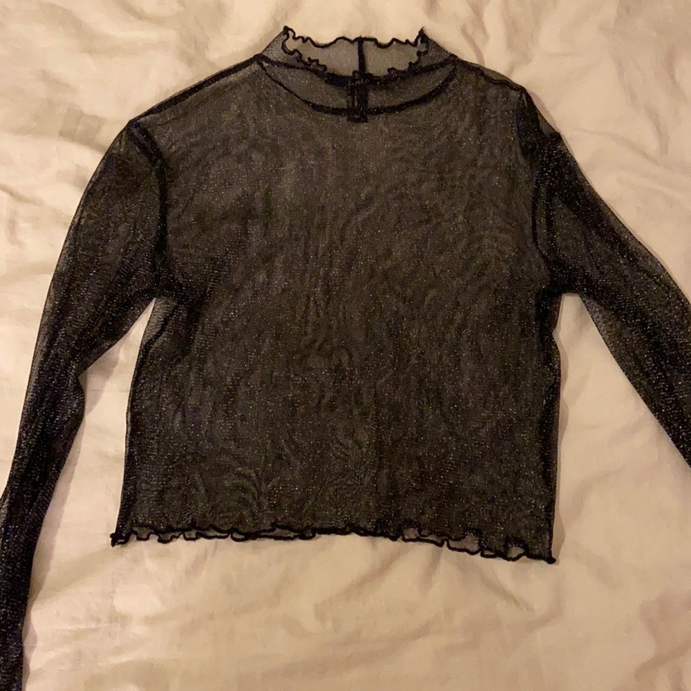 Sheer long sleeve crop top